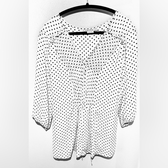 NWOT 1X Penningtons White Polka Dots Blouse - Picture 5 of 8